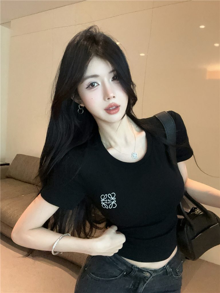 2025 Summer Round Neck Short Sleeve T-Shirt for Women