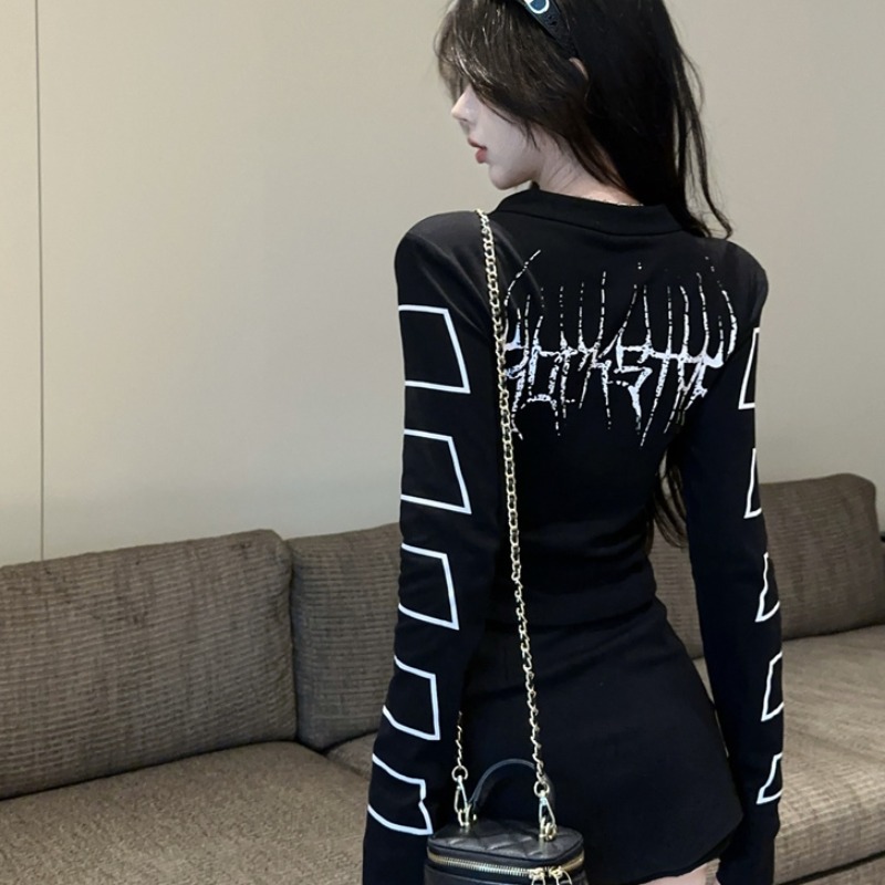 Women's Slim Fit Stand Collar Dual Zip Short Jacket 2025 Summer Print Cardigan - Image 5