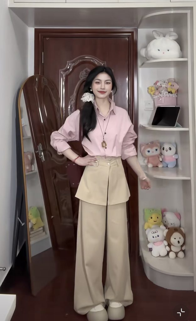 Trending Brightening Shirt and Khaki Pants Two-Piece Set for Women