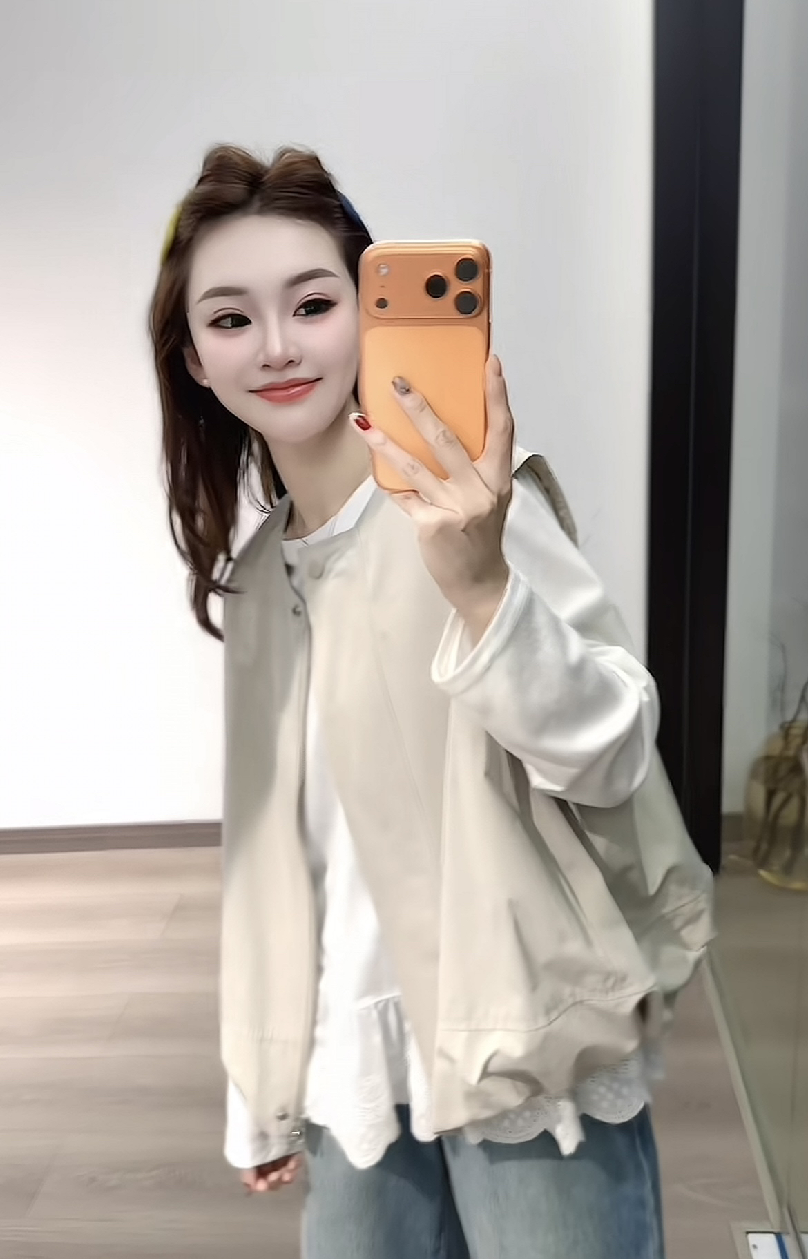 Korean Casual Vest Lace T-Shirt and Jeans Three-Piece Set for Women - Image 2